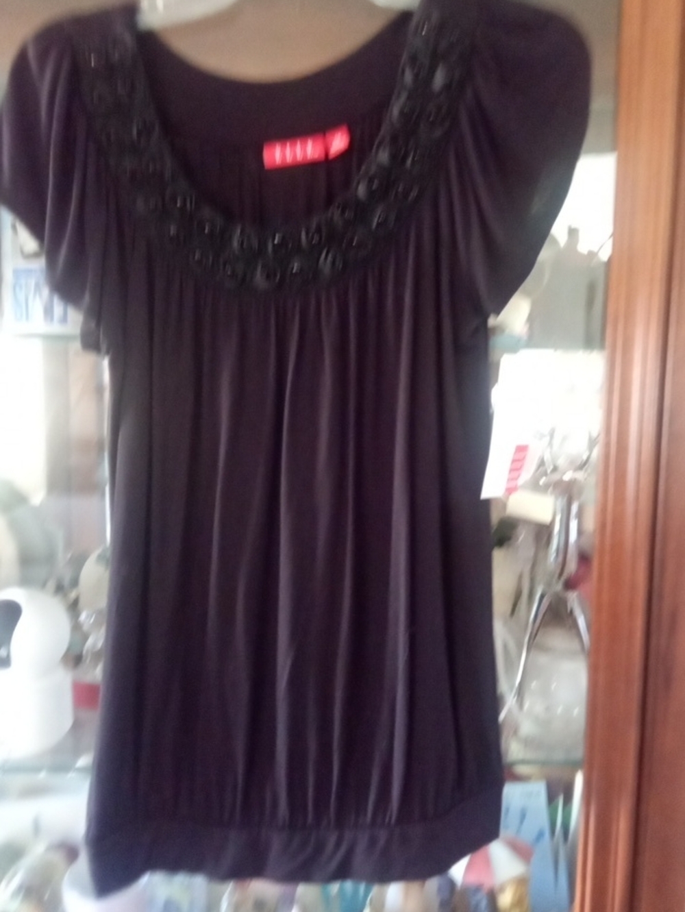 Elle Black Beaded Scoop Neck Tunic